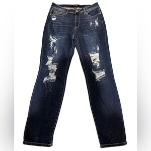 Judy Blue Women’s Distressed Boyfriend Fit Dark Wash Jeans Size 11